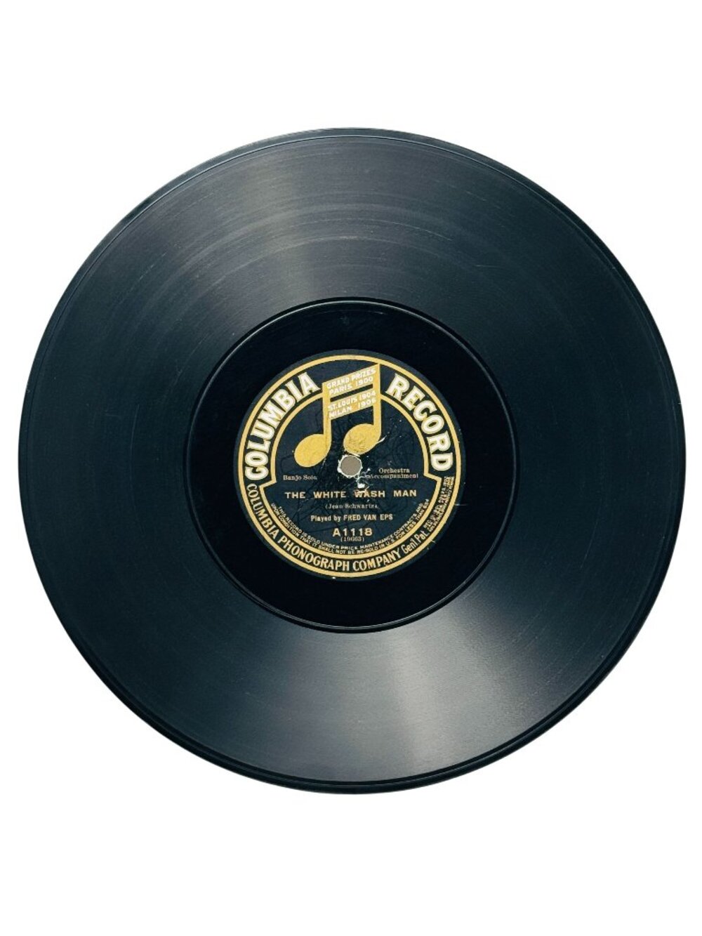 Fred Van Eps The White Wash Man 10 Inch Shellac 78 RPM Columbia A1118